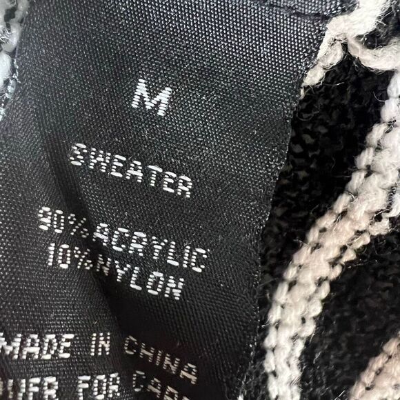 AB Studio, Fly Away Waterfall Draped Black White Striped Cardigan Women’s Medium - Picture 6 of 8